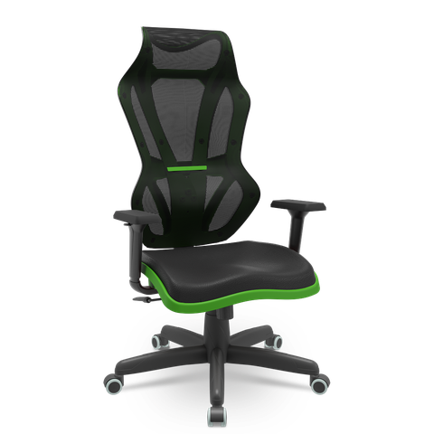 Cadeira Escritório Presidente Gamer Vizon Dz Plaxmetal Relaxsystem Preta/verde