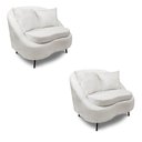 Ver imagem 1 de Poltrona Decorativa Orgânica Pé Ferro Pto Kit 2 Zaya Bouclê C05 White