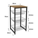 Ver imagem 3 de Fruteira para Cozinha em Metal/mdp 75cm Freijo/preto Fosco
