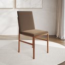 Ver imagem 1 de Cadeira de Jantar Mônaco Estofada Base Cobre Veludo para Mesa de Jantar Sala Cozinha - Cobre/marrom