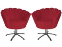 Ver imagem 1 de Kit 2 Poltronas Decorativa Pétala Base Giratória Metal Couro Vermelho Mz Decor