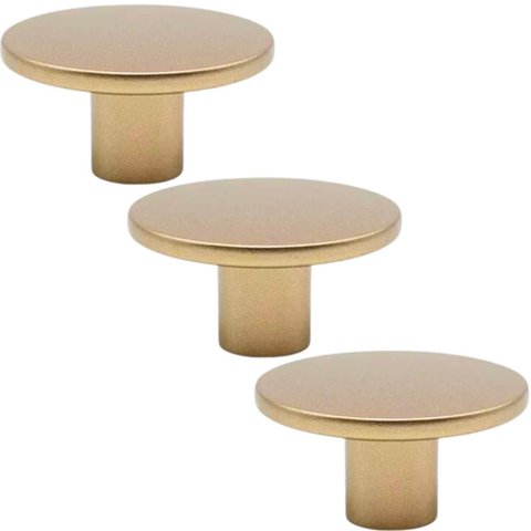 Kit 3 Puxadores 206 Naico Ponto Redondo Dourado para Móveis Armários e Gavetas