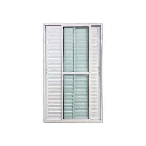 Porta Balcão de Alumínio Branco 3 Folhas 210x180 com Fechadura Linha 25