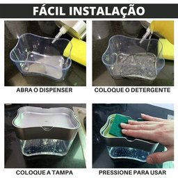 Dispenser Detergente Sabão 2x1 Suporte Porta Bucha Esponja - 3