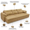 Ver imagem 4 de Sofá Retrátil para Sala de Estar 4 Lugares 297cm Riza S03 Couro Soft Bege - Lyam Decor