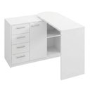 Ver imagem 1 de Mesa Escrivaninha Tampo Giratorio 4 Gavetas 1 Porta 2 Nichos 100x109 cm Branco Artany