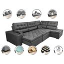 Ver imagem 3 de Sofá de Canto Retrátil e Reclinável Direito 3,00x2,36m Molas Cama inBox Espanha Velusoft Cinza