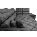 Ver imagem 4 de Sofá de Canto Retrátil e Reclinável Direito 3,00x2,36m Molas Cama inBox Espanha Velusoft Cinza