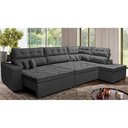 Ver imagem 1 de Sofá de Canto Retrátil e Reclinável Direito 3,00x2,36m Molas Cama inBox Espanha Velusoft Cinza