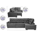 Ver imagem 2 de Sofá de Canto Retrátil e Reclinável Direito 3,00x2,36m Molas Cama inBox Espanha Velusoft Cinza