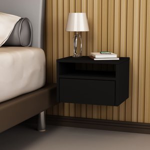 Mesa de Cabeceira Suspensa 390x300 com 1 Gaveta Mdp Netmobil -preto