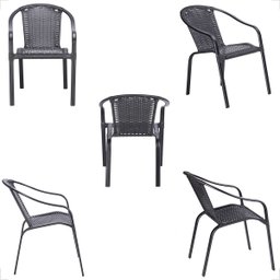 6 Cadeiras Maresia Aluminio Pintura Preta Fibra Sintetica Tr. Simples e Mesa Maresia Ripada Aluminio - 5