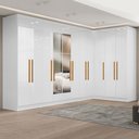 Ver imagem 1 de Guarda-Roupa Modulado de Canto com Puxadores MDF e Espelho Paris Branco