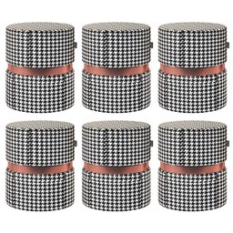 Kit 06 Puffs Bancos Decorativos Redondo Porto 49x43cm Suede Cardan - Desk Design - 1