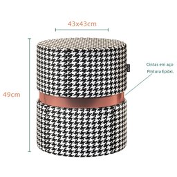 Kit 06 Puffs Bancos Decorativos Redondo Porto 49x43cm Suede Cardan - Desk Design - 4