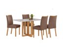Ver imagem 1 de Conjunto Sala de Jantar Mesa Téssera 120 Tampo Vidro Off White com 4 Cadeiras Téssera - Lopas Amendo
