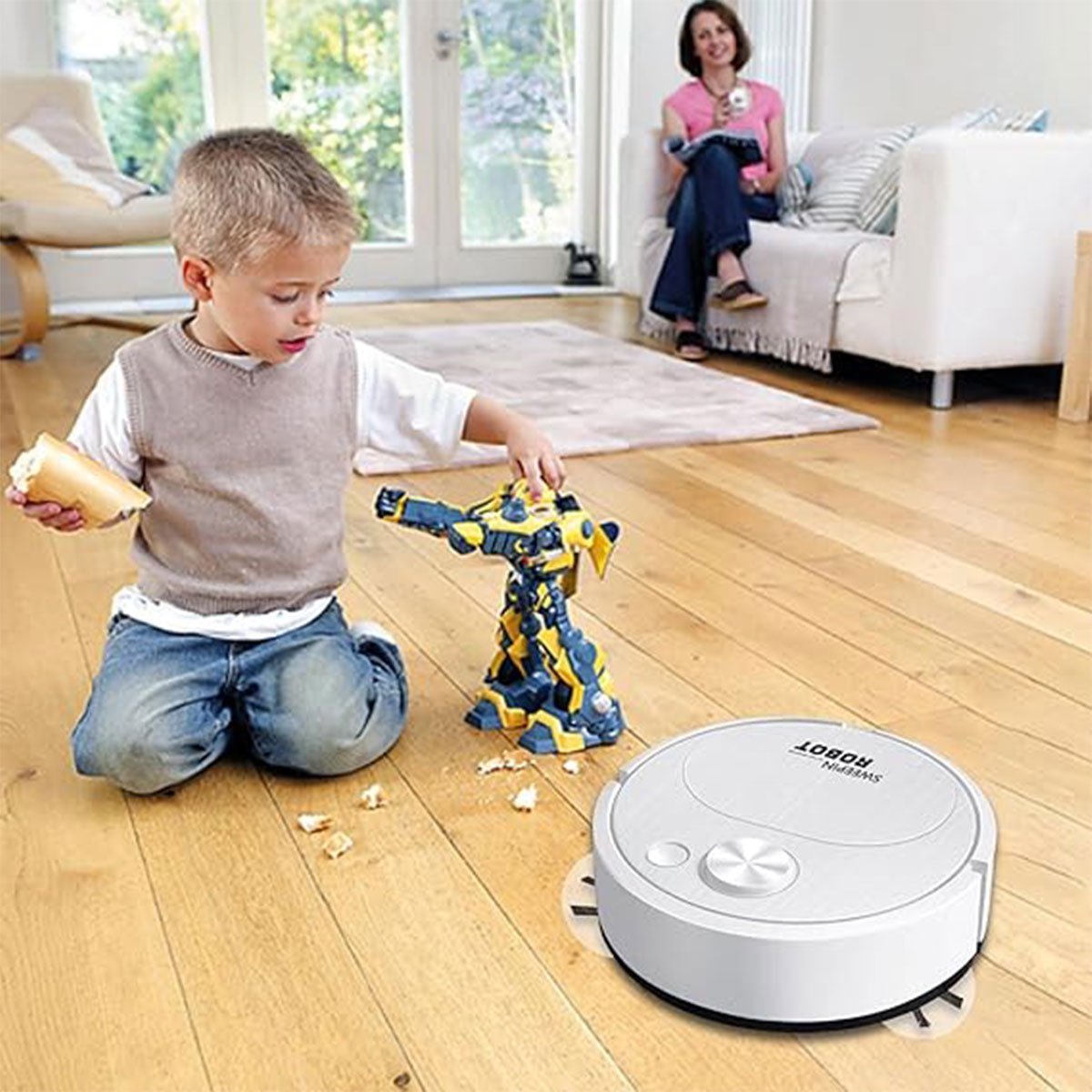 Mini Robo Aspirador Inteligente Varre Aspira Automatico Vassoura Sujeira Cabelo Poeira Baixo Ruido A - 10