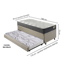 Ver imagem 2 de Bicama Box Baú Solteiro com Colchão Adapto Molas Ensacadas Ecoflex Linho Bege 88x188