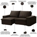Ver imagem 4 de Sofá 3 Lugares Retrátil Reclinável para Sala 205cm Malfati F04 Veludo Marrom Escuro - Lyam Decor