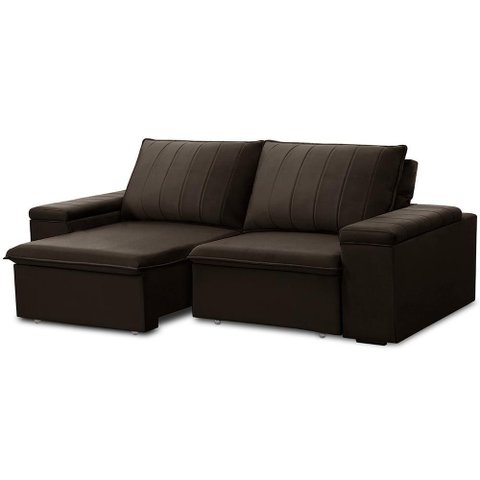 Sofá 3 Lugares Retrátil Reclinável para Sala 205cm Malfati F04 Veludo Marrom Escuro - Lyam Decor