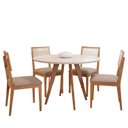 Ver imagem 2 de Conjunto Sala de Jantar Mesa Redonda 109cm 4 Cadeiras Vidro Madeira Maciça Acerola Palmas Marrom