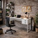 Ver imagem 1 de Escrivaninha Mesa Estudo Gaveta Industrial Escritório Ferro Quarto:branco