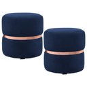 Ver imagem 1 de Kit 2 Puffs Decorativos Com Cinto Rosê Round B-287 Marinho