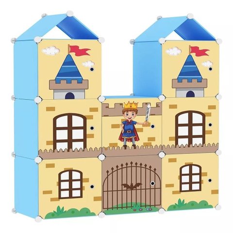 Guarda Roupa Infantil Castelo Armario Organizador Menino Decorativo Brinquedos Estante