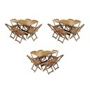 Ver imagem 1 de Kit 3 Jogos De Mesa Dobravel Com 6 Cadeiras De Madeira 120X70 Para Restaurante E Bar - Mel