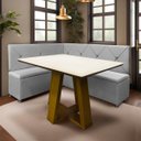 Ver imagem 2 de Kit Canto Alemão para Casa Cozinha 1,25x1,60m Veludo Cinza Claro Sofa Store