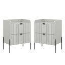 Ver imagem 1 de Kit 2 Mesa Cabeceira Industrial Off White Cama Moriah 45cm Base Preta