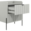 Ver mais imagens de Kit 2 Mesa Cabeceira Industrial Off White Cama Moriah 45cm Base Preta