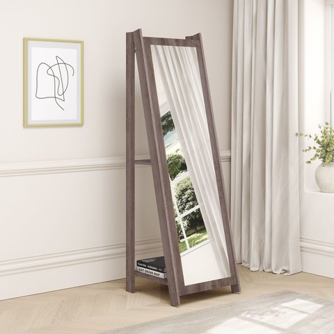 Espelho de Chão com 2 Prateleiras Retrô 161x50cm Movelbento