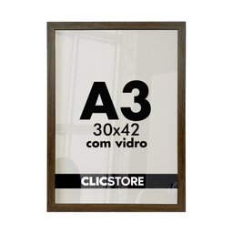Moldura A3 30x42cm com Vidro e Fundo Quadro Diploma Alvará Retrato Impressão Fotografia:marrom - 1