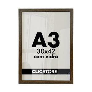 Moldura A3 30x42cm com Vidro e Fundo Quadro Diploma Alvará Retrato Impressão Fotografia:marrom