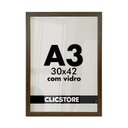 Ver imagem 1 de Moldura A3 30x42cm com Vidro e Fundo Quadro Diploma Alvará Retrato Impressão Fotografia:marrom
