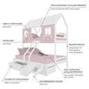 Ver imagem 3 de Beliche Casal/ Solteiro Casinha Encantada com 02 Gavetas Kit Escada/ Escorregador Madeira Maciça