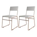 Ver imagem 1 de Kit 2 Cadeiras de Jantar Málaga Corino Base Cobre para Mesa Sala Cozinha e Decoração - Cobre/branco