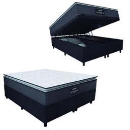 Cama Box Baú Casal King Gazin Colchão Molas Ensacadas Pillow Top Maximus Cinza/preto - 1