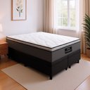 Ver imagem 3 de Cama Box Baú Casal King Gazin Colchão Molas Ensacadas Pillow Top Maximus Cinza/preto