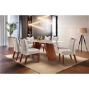 Ver imagem 1 de Conjunto Sala de Jantar 6 Cadeiras Tampo Vidro MDF Atlanta Chanfro Premium Espresso Móveis