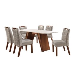 Conjunto Sala de Jantar 6 Cadeiras Tampo Vidro MDF Atlanta Chanfro Premium Espresso Móveis - 2
