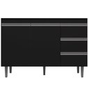 Ver imagem 1 de Balcão Tiffany para Cozinha 2 Portas 3 Gavetas S/ Tampo Preto - Bela Móveis