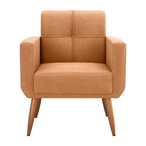 Poltrona Decorativa Malaga Bouclé Mostarda 69x69cm para Sala Quarto e Escritório