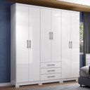 Ver imagem 2 de Guarda Roupa Casal City 6 Portas e 3 Gavetas Branco - Móveis Henn
