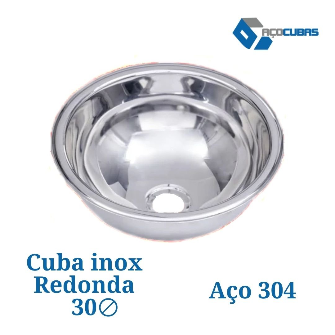 Cuba Redonda Meia Bola 30 Cm Aço Cubas Inox 304 - 3