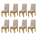 Ver imagem 1 de Kit 8 Cadeiras Blend Estofadas Pés Madeira Maciça Sala de Jantar Ampla Premium Luxo Moderna - Bege