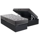Ver imagem 1 de Cama Box Baú Solteiro: Colchão Ortopédico Herval D28 / Ag65 Black + Base Crc Suede Gray (88x188)