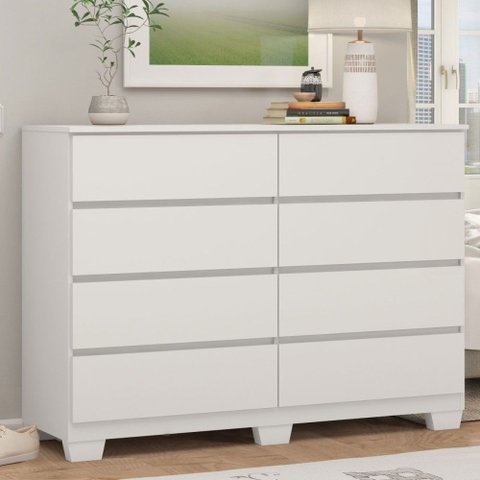 Cômoda Sintra 8 Gavetas com Pés Branco - Demobile