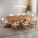 Ver imagem 1 de Sala de Jantar Mesa Noronha 220cm Tampo Laminado Canto Barril com 8 Cadeiras Eva Premium